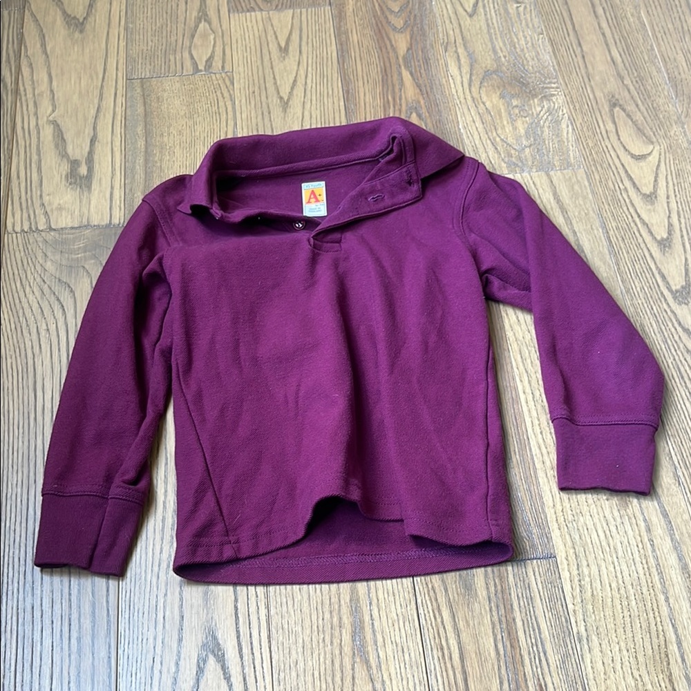 Purple Polo Shirt with Long Sleeves and Collar